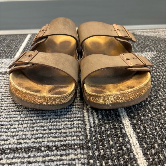 Birkenstock Mens Arizona Tan/Brown Leather Slides EUR 44 US 11 - Picture 4 of 13